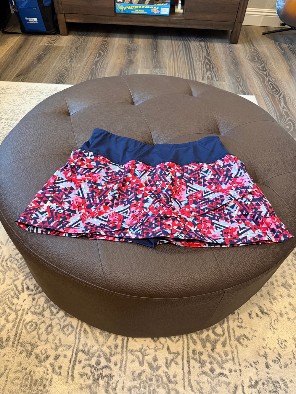 Fila Women's Navy Waistband Skort with Pink and Red Geo Print